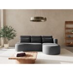 Mahina - canap� dangle droit 4 places convertible avec coffre en tissu textur� - gris anthracite