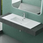 Mai & mai lavabo encastré en céramique blanc lave mains rectangulaire avec perçage de robinet et trop ... Mai & mai lavabo encastré en céramique blanc lave mains rectangulaire avec perçage de robinet et trop ...