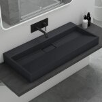 Mai & mai lavabo salle de bains vasque suspendu gris noir mat 100x46x11cm vasque  poser rectangulaire ...