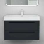 Mai & mai meuble de salle de bain anthracite mat 90cm meuble sous vasque quadratto meuble suspendu avec ...