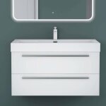 Mai & mai meuble de salle de bain blanc mat 100cm meuble sous vasque quadratto meuble suspendu avec vasque ...