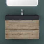Mai & mai meuble de salle de bain chne clair 90cm meuble sous vasque quadratto meuble suspendu avec ...