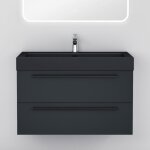 Mai & mai meuble de salle de bain gris noir mat 90cm meuble sous vasque quadratto meuble suspendu avec ...