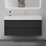Mai & mai meuble de salle de bain gris noir mat avec lavabo meuble sous vasque 120x48x63cm meuble suspendu ...