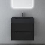 Mai & mai meuble de salle de bain suspendu 60x56x48cm avec 2 tiroirs et lavabo meuble sous lavabo noir ...