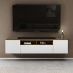 Mai & mai meuble tv suspendue armoire 3 portes avec soft - close pour le salon marron clair + blanc mat ... Mai & mai meuble tv suspendue armoire 3 portes avec soft - close pour le salon marron clair + blanc mat ...