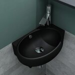 Mai & mai petit lavabo suspendu noir vasque en céramique lave mains wc salle de bain br001l Mai & mai petit lavabo suspendu noir vasque en céramique lave mains wc salle de bain br001l