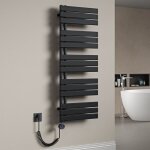Mai & mai radiateur central s�che - serviette 131x50 gris noir en acier inoxydable fn avec r�sistance ...