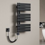 Mai & mai radiateur central s�che - serviette 76x40 gris noir en acier inoxydable fn avec r�sistance ...