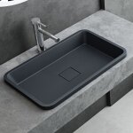 Mai & mai vasque à encastrer gris noir mat rectangulaire 60cm lavabo salle de bain Évier lave mains avec ... Mai & mai vasque à encastrer gris noir mat rectangulaire 60cm lavabo salle de bain Évier lave mains avec ...