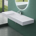 Mai & mai vasque de salle de bains lavabo  poser ou suspendu blanc mat en rsine 120x46cm col630