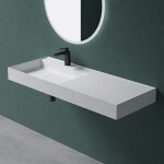 Mai & mai vasque de salle de bains lavabo  poser ou suspendu blanc en rsine 120x46cm col630