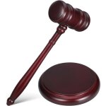Maillet en bois avec bloc de frappe pour ventes aux ench�res r�unions maquettes de salles daudience et ...