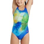 Maillot de bain 1 pice bleu / vert fille arena pro placement