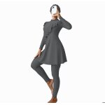 Maillot de bain burkini islamique ecelen pour femmes musulmanes couverture intégrale gris Maillot de bain burkini islamique ecelen pour femmes musulmanes couverture intégrale gris