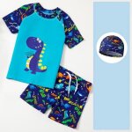Maillot de bain enfant 3 pices imprime ensemble de natation avec bonnet de bain pour garon et fille ...