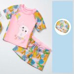 Maillot de bain enfant 3 pi�ces imprime ensemble de natation avec bonnet de bain pour gar�on et fille ...