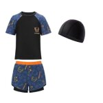 Maillot de bain enfant garçon 3 pièces ensemble t - short et short avec doublure de compression et bonnet ... Maillot de bain enfant garçon 3 pièces ensemble t - short et short avec doublure de compression et bonnet ...