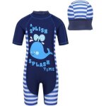 Maillot de bain gar�on - inlzdz - combinaison natation anti uv - bleu bleu#2 - 3 ans