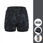 Maillot de bain homme ecelen double couche anti - embarras schage rapide grande taille - 4 pices - ...