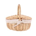 � la main avec poign�e panier de pique - nique de camping en osier avec double couvercles panier de rangement ...
