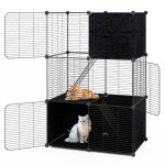 Maison pour chat � 3 niveaux costway en fil m�tallique enclos modulable diy avec 2 rampes cage pour animaux ...