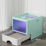 Maison pour chat anti - odeurs bac � liti�re avec couvercle tiroir et pelle � liti�re st�rilisationvert ...