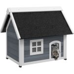 Maison pour chat en bois - pawhut - porte � lamelles - fen�tre en plexiglas - toit bitum� ouvrable - ...