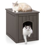 Maison pour chat dint�rieur ext�rieur costway porte dentr�e basculante plancher sur�lev� abri imperm�able ...