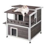 Maison pour chat dextrieur rsistante aux intempries - vevor - 750x751x820mm - abri spacieux en bois ...