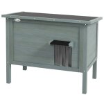 Maison pour chats niche dext�rieur en bois sur�lev�e avec toit ouvrable isol�e 85 x 50 x 685 cm gris ...