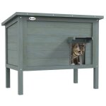 Maison pour chats - pawhut - avec toit ouvrable - sur�lev�e - isol�e avec toit asphalte - 85 x 50 x 685 ...
