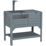 Maison enclos pour tortues - pawhut - sur pieds - avec tagre de rangement - en bois massif - intrieur ...