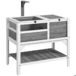 Maison enclos pour tortues - pawhut - sur pieds - avec �tag�re de rangement - en bois massif - int�rieur ...