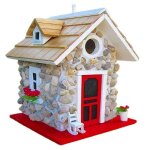 Maison et mangeoire pour oiseaux 2 en 1 - perchoir en acier inoxydable + charnires - protection amovible ...