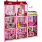 Maison de poupée villa avec 8 pièces et terrasse - meubles et poupée inclus Maison de poupée villa avec 8 pièces et terrasse - meubles et poupée inclus