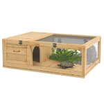 Maison pour tortues - pawhut - avec 2 espaces loquets verrouillables - 91 x 605 x 32 cm - bois massif ...
