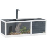 Maison pour tortues - pawhut - 2 zones toit ouvrant et support lampe - habitat terrarium pour tortue ...