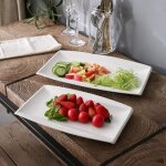 Malacasa blance set de 2 assiette de prsentation plate rectangulaire porcelaine plat de service table ...