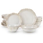 Malacasa giselle 16 pices service de table en porcelaine terre cuite maille assiettes et bols - motif ...