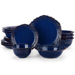 Malacasa giselle 16 pices service de table en porcelaine terre cuite maille assiettes et bols - motif ...