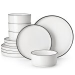 Malacasa leah 12 pices service complet de table bordure semi - debout  pattes hautes avec bord en mtal ...