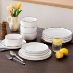 Malacasa leah 24 pices service complet de table bordure semi - debout  pattes hautes avec bord en mtal ...