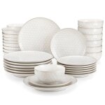 Malacasa lydia 16 pices service de table en porcelaine terre cuite maille assiettes et bols - motif ...