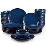 Malacasa lydia 16 pices service de table en porcelaine terre cuite maille assiettes et bols - motif ...