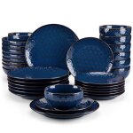 Malacasa lydia 32 pices service de table en porcelaine terre cuite maille assiettes et bols - bleu ...