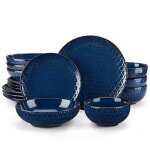 Malacasa lydia 32 pices service de table en porcelaine terre cuite maille assiettes et bols - motif ...