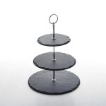 Malacasa prsentoir  gteau en ardoise rond plateau  fromage support dessert 3 tages pour mariage ...