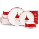 Malacasa srie luna assiettes service de table 18 pices rouge nol