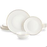 Malacasa vaisselle 12 pices serie jera - gt service de table ensembles dassiettes et de bols pour 4 ...